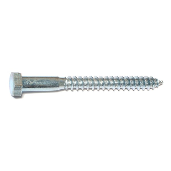 Midwest Fastener Lag Screw, 3/8 in, 4 in, Steel, Zinc Plated Hex Hex Drive, 50 PK 01319